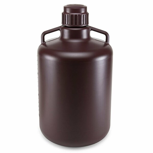 Globe Scientific Carboys, Round with Handles, Amber HDPE, Amber PP Screwcap, 20 Liter, Molded Graduations 7240020AM